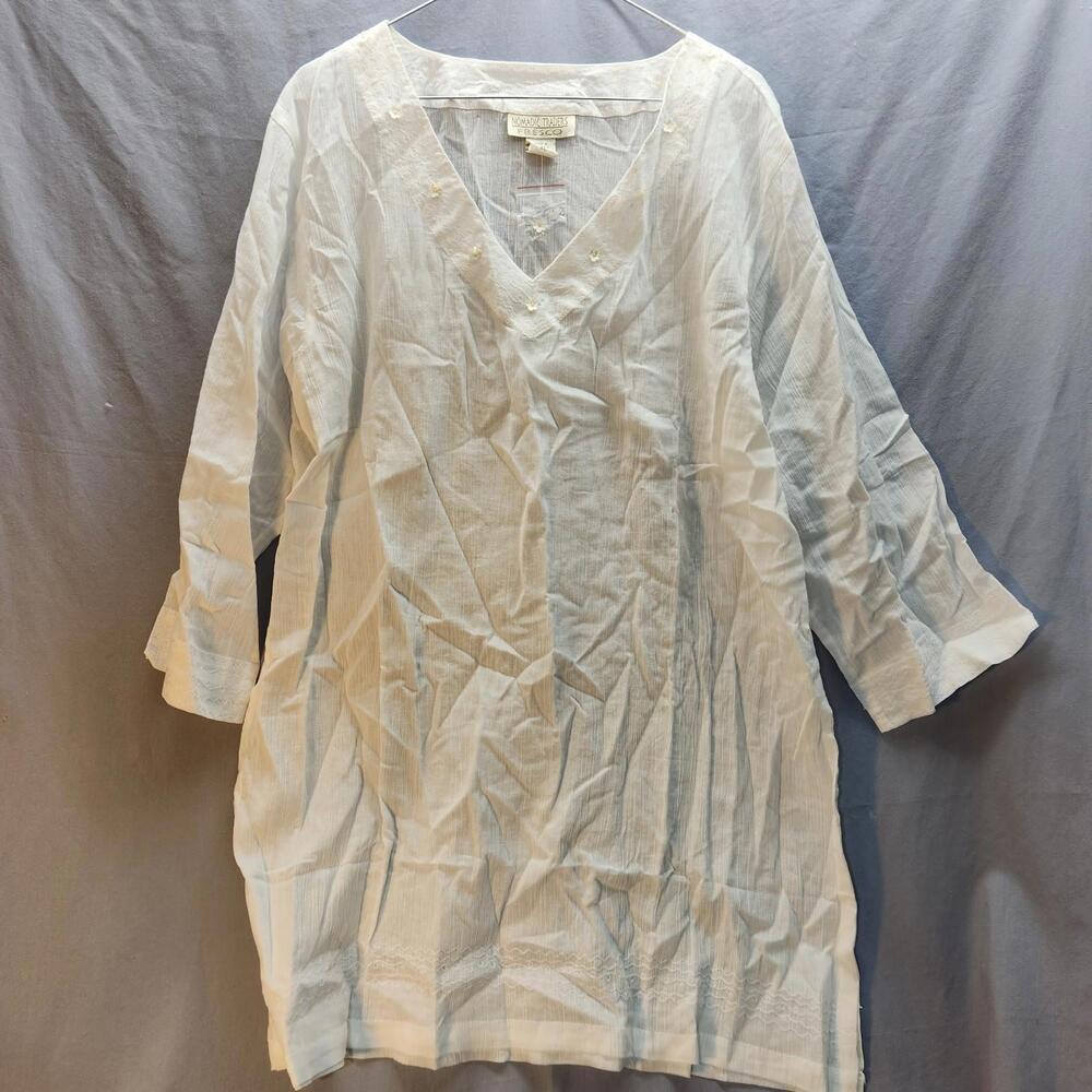 Nomadic Traders Fresco White Cotton Tunic Top‎ Size XL NWOT